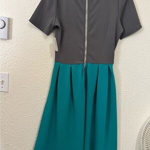 LuLaRoe Gray and Teal Dress